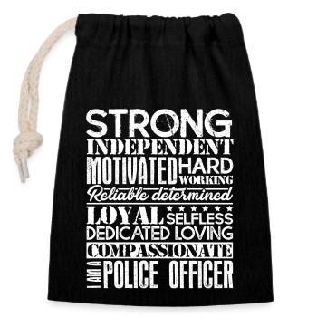 Police Officer Proud To Be A Police Officer - Closable cotton gift bag (14x20cm) - black - Front