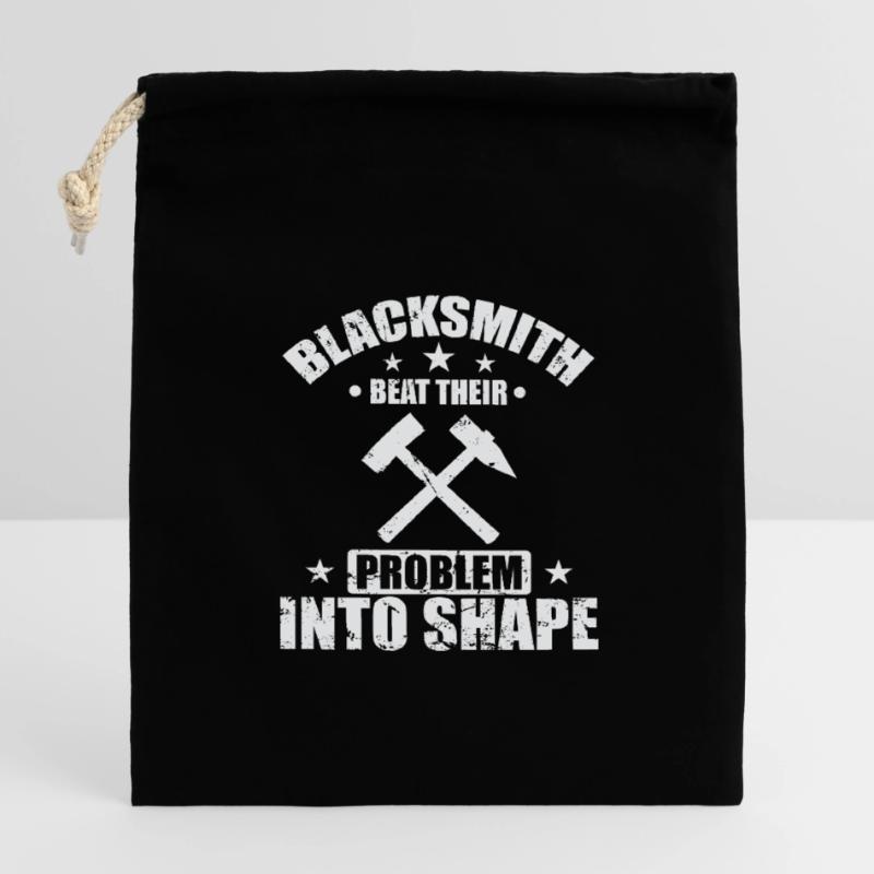 Blacksmith beat their Problem into Shape Metall Verschließbarer Geschenkbeutel aus Baumwolle (14x20cm)