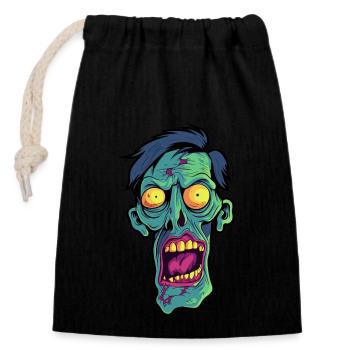 Skinny zombie head - Closable cotton gift bag (14x20cm) - black - Front