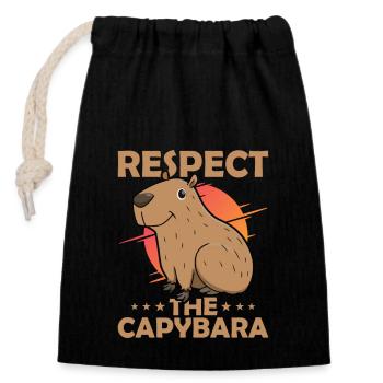 Respect The Capybara Capibara Owner Mammal - Verschließbarer Geschenkbeutel aus Baumwolle (14x20cm) - Schwarz - Vorne