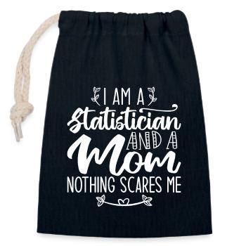 I Am A Statistician And A Mom Nothing Scares Me - Sac cadeau en coton avec cordon (14 x 20 cm) - bleu marine - Devant