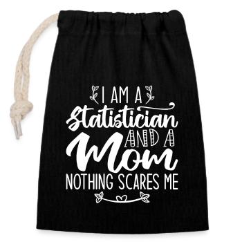 Ich bin Statistikerin und Mutter Nichts macht mir Angst - Verschließbarer Geschenkbeutel aus Baumwolle (14x20cm) - Schwarz - Vorne