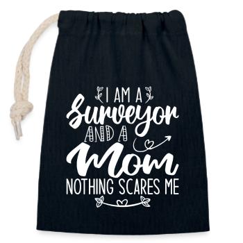 I Am A Surveyor And A Mom Nothing Scares Me - Sac cadeau en coton avec cordon (14 x 20 cm) - bleu marine - Devant