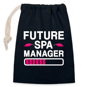 Future Spa Manager Centre de bien-être - Sac cadeau en coton avec cordon (14 x 20 cm) - bleu marine - Devant