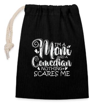 I'm a Mom and a Comedian nothings scares Me - Verschließbarer Geschenkbeutel aus Baumwolle (14x20cm) - Schwarz - Vorne