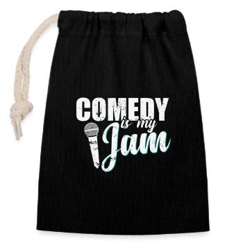 Comedy is my Jam Humor Witz - Verschließbarer Geschenkbeutel aus Baumwolle (14x20cm) - Schwarz - Vorne
