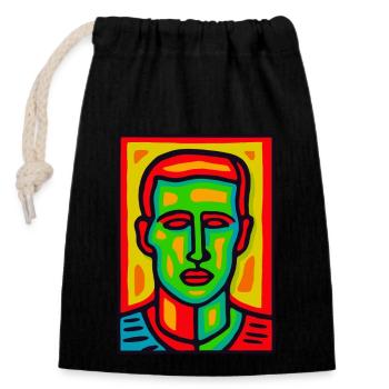 Ist das Pop Art? Kühne Farben, maskulines Porträt - Verschließbarer Geschenkbeutel aus Baumwolle (14x20cm) - Schwarz - Vorne