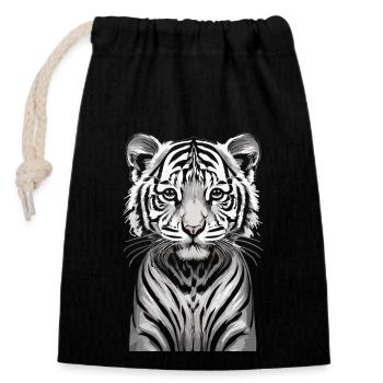 Fascination enfantine: Le tigre du Bengale - Sac cadeau en coton avec cordon (14 x 20 cm) - noir - Devant