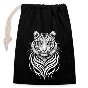 The fascination of the jungle: The White Tiger - Closable cotton gift bag (14x20cm) - black - Front