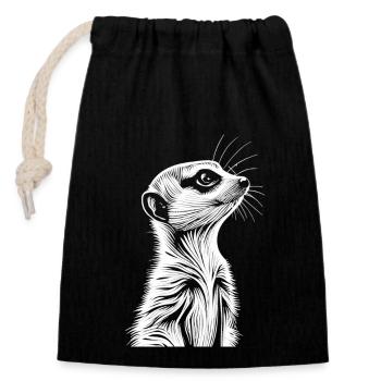 Cute Explorers: The Meerkat Portrait - Closable cotton gift bag (14x20cm) - black - Front