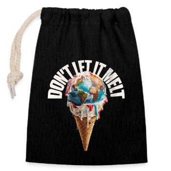 Fonte de la terre dans le cornet de crème glacée Ne le laissez pas fondre - Sac cadeau en coton avec cordon (14 x 20 cm) - noir - Devant