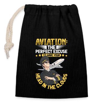 Pilot Aviation Airplane Airline Future Pilots - Verschließbarer Geschenkbeutel aus Baumwolle (14x20cm) - Schwarz - Vorne