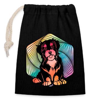 Rétro havanais - Sac cadeau en coton avec cordon (14 x 20 cm) - noir - Devant