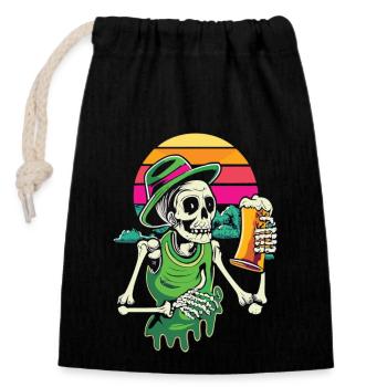 Halloween beer enjoyment with skeleton, the festival awakens - Closable cotton gift bag (14x20cm) - black - Front
