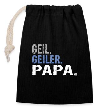 Papa Bester Papa Papa Spruch Papa Geburtstag - Verschließbarer Geschenkbeutel aus Baumwolle (14x20cm) - Schwarz - Vorne
