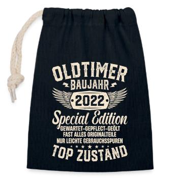 Oldtimer Geburtstagsgeschenk 2022 - Verschließbarer Geschenkbeutel aus Baumwolle (14x20cm) - Navy - Vorne
