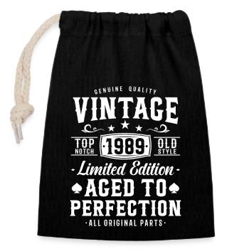 Rétro Anniversaire Surprise '89 - Sac cadeau en coton avec cordon (14 x 20 cm) - noir - Devant
