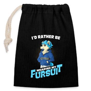 Fursuit Manga Anime Furry Cosplay Fandom - Closable cotton gift bag (14x20cm) - black - Front