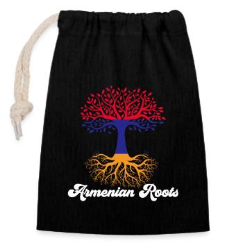 Armenian flag Armenia - Closable cotton gift bag (14x20cm) - black - Front