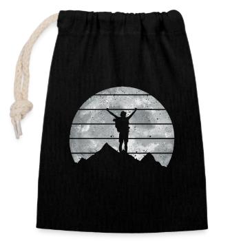 Funny Hike Outdoor Camping Sac à dos - Sac cadeau en coton avec cordon (14 x 20 cm) - noir - Devant