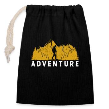 Aventure Randonnée Amoureux du plein air Camping - Sac cadeau en coton avec cordon (14 x 20 cm) - noir - Devant