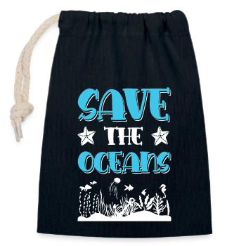 Sauvez l’océan - Sac cadeau en coton avec cordon (14 x 20 cm) - bleu marine - Devant