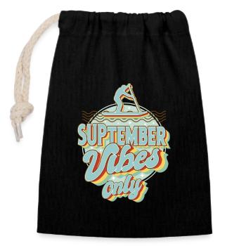 SUPtember Stand up paddling board Stehpaddler - Verschließbarer Geschenkbeutel aus Baumwolle (14x20cm) - Schwarz - Vorne