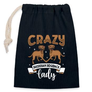 Crazy Rhodesian Ridgeback Lady - Verschließbarer Geschenkbeutel aus Baumwolle (14x20cm) - Navy - Vorne