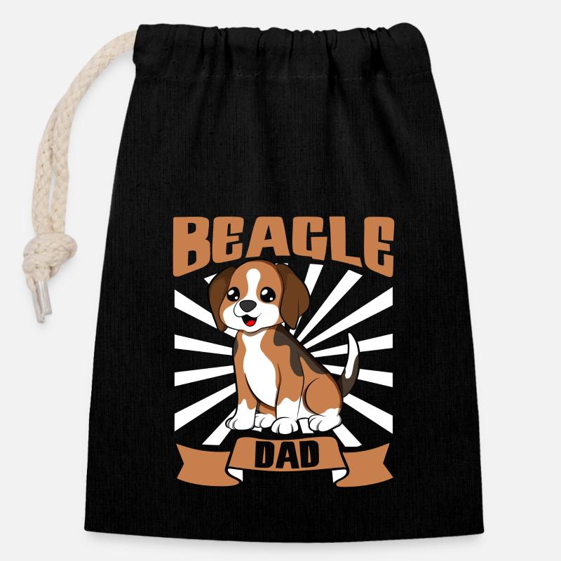 Beagle Dad - Beagle - Verschließbarer Geschenkbeutel aus Baumwolle (14x20cm) - Schwarz