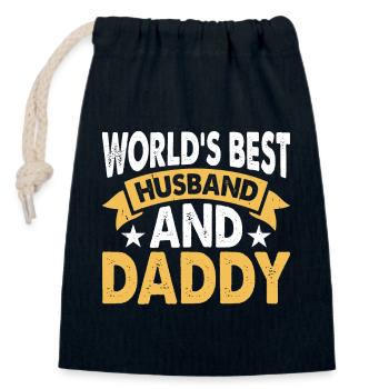 Best Daddy Husband - Closable cotton gift bag (14x20cm) - navy - Front