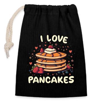 I Love Pancakes - Profitez de la vie avec des crêpes - Sac cadeau en coton avec cordon (14 x 20 cm) - noir - Devant