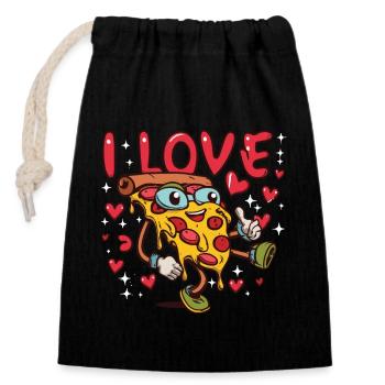 Pizza Passion - Montrez votre amour pour la pizza! - Sac cadeau en coton avec cordon (14 x 20 cm) - noir - Devant