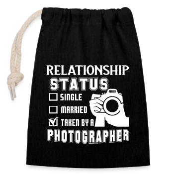Photographer Photographer Relationship Status - Closable cotton gift bag (14x20cm) - black - Front