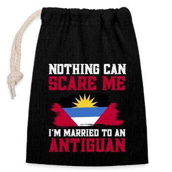 Antigua and Barbuda flag - Closable cotton gift bag (14x20cm) - black - Front