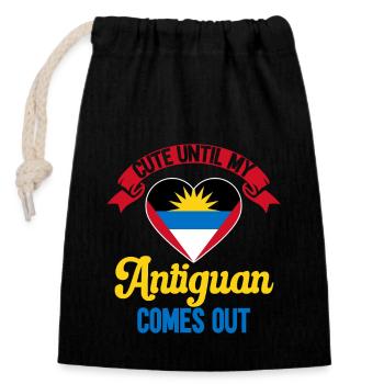 Antigua and Barbuda flag - Closable cotton gift bag (14x20cm) - black - Front