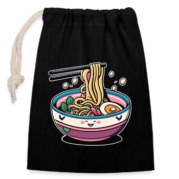 Ramen Love in Kawaii: Japanese Ramen Graphics - Sac cadeau en coton avec cordon (14 x 20 cm) - noir - Devant