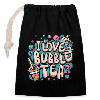 Bubble Tea Dreams - Love, Life, Bubble Tea! - Closable cotton gift bag (14x20cm) - black - Front