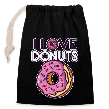 Süße Donuts - Zelebriere deine Liebe für Donuts! - Verschließbarer Geschenkbeutel aus Baumwolle (14x20cm) - Schwarz - Vorne