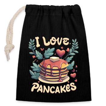 J’adore les crêpes - Sac cadeau en coton avec cordon (14 x 20 cm) - noir - Devant