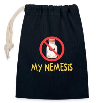 Funny Nemesis Lactose Intolerant Humor Vegan Free - Closable cotton gift bag (14x20cm) - navy - Front
