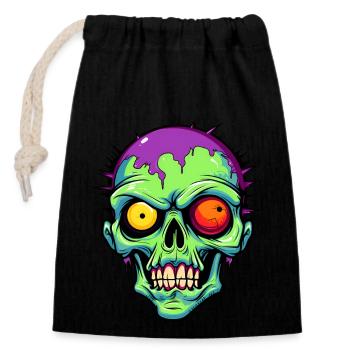 Zombie mignon d’Halloween - Sac cadeau en coton avec cordon (14 x 20 cm) - noir - Devant