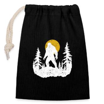 Bigfoot Randonnée Forêt Lune Nuit Ciel Sasquatch - Sac cadeau en coton avec cordon (14 x 20 cm) - noir - Devant