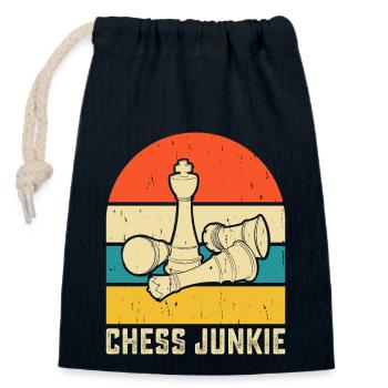 Échecs - Sac cadeau en coton avec cordon (14 x 20 cm) - bleu marine - Devant