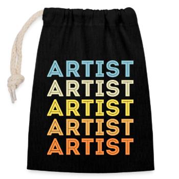 Artiste - Sac cadeau en coton avec cordon (14 x 20 cm) - noir - Devant