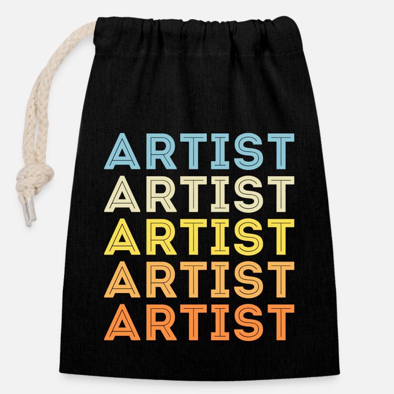 Artiste - Sac cadeau en coton avec cordon (14 x 20 cm) - noir