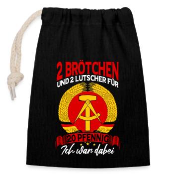 DDR Osten Ostdeutschland Ostalgie - Verschließbarer Geschenkbeutel aus Baumwolle (14x20cm) - Schwarz - Vorne