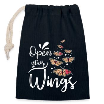 Open your wings, Butterfly - Closable cotton gift bag (14x20cm) - navy - Front