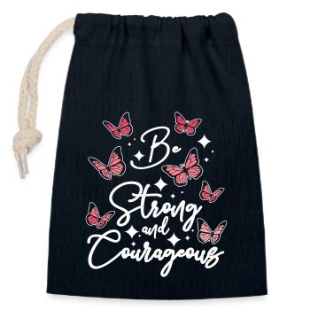 Be strong and courageous, Butterfly - Verschließbarer Geschenkbeutel aus Baumwolle (14x20cm) - Navy - Vorne