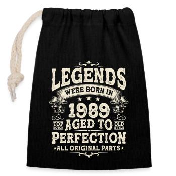 Surprise d’anniversaire légendaire de 1989 - Sac cadeau en coton avec cordon (14 x 20 cm) - noir - Devant