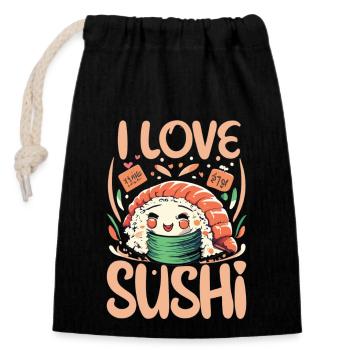 Süße Sushi Freude - Für Sushi-Liebhaber mit Herz - Verschließbarer Geschenkbeutel aus Baumwolle (14x20cm) - Schwarz - Vorne